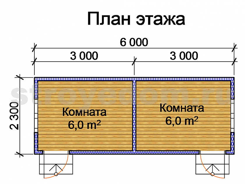 Дачная бытовка 2,3х6м. (Б-03)